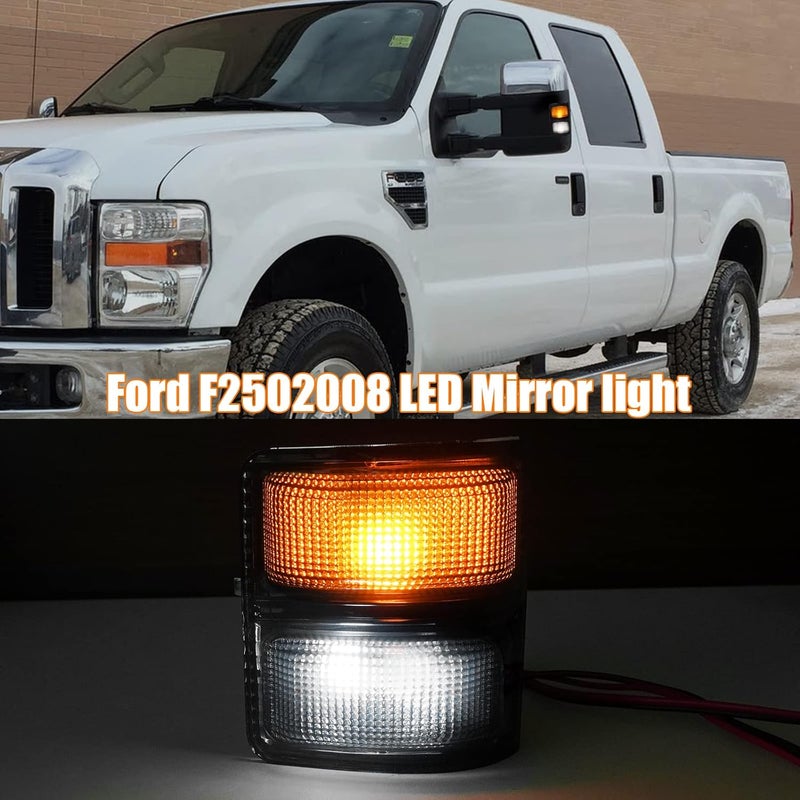 Best View Signal Mirror Lights, Smoke Lens Side Marker Lamp for 2008-2016 Ford F250 F350 F450 F550 Super Duty for Pickup Truck,Amber & White led Turn Signal Light Aftermarket Replacement（Pack of 2） - Image 2